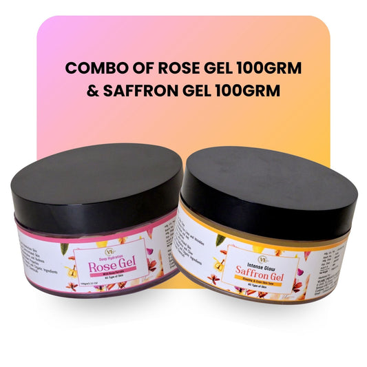 VLARC Intense Glow Saffron Gel (100grm)+ Deep Hydration Rose Gel Combo (100grm)