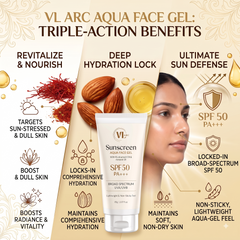 VLARC Sunscreen Aqua Face Gel SPF 50 PA+++ | Lightweight & No White Cast