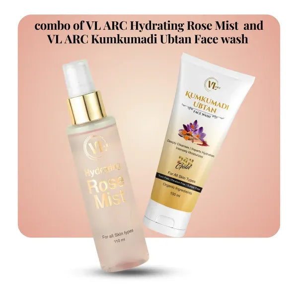 Combo of VL ARC Hydrating Rose Mist 110ml and VL ARC Kumkumadi Ubtan Face wash 100ml